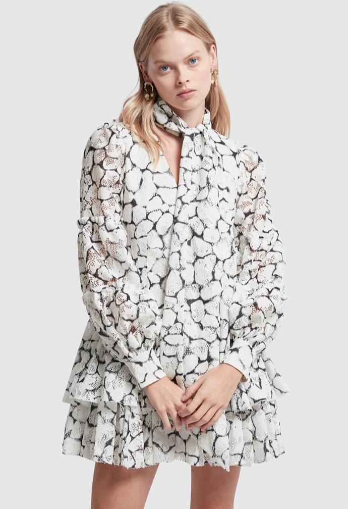 Aje Rebellion Lace Mini Dress Print Size 8 for rent on The Volte - main image