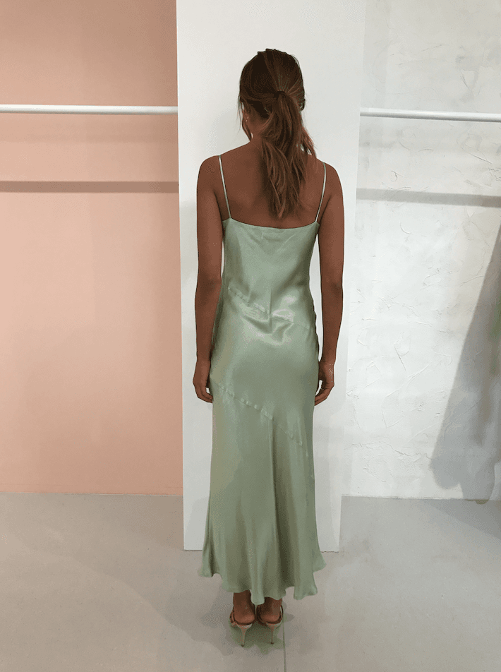 bec & bridge crest midi slip dress in peppermint for rent on The Volte - main image
