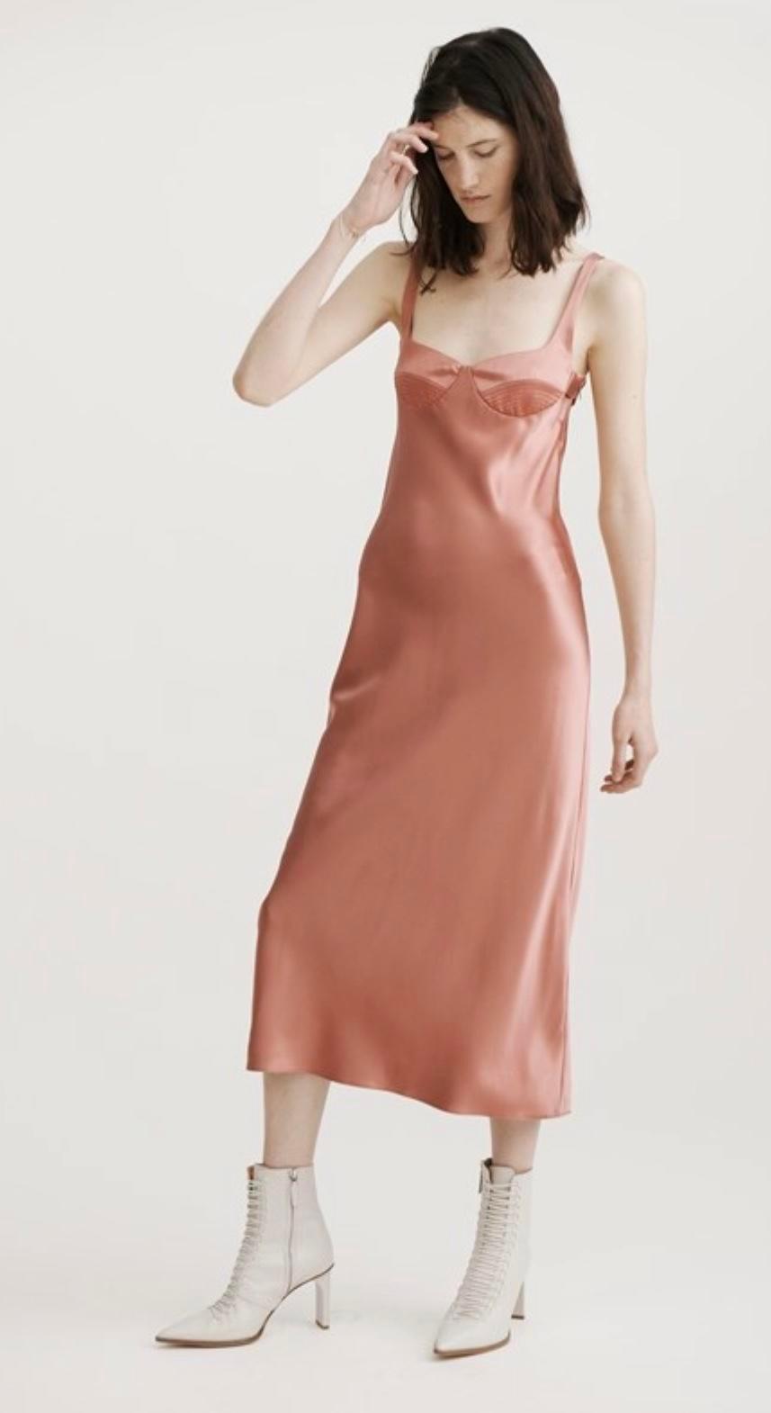 DION LEE Layered Silk Satin Dress In Pink for rent on The Volte - main image