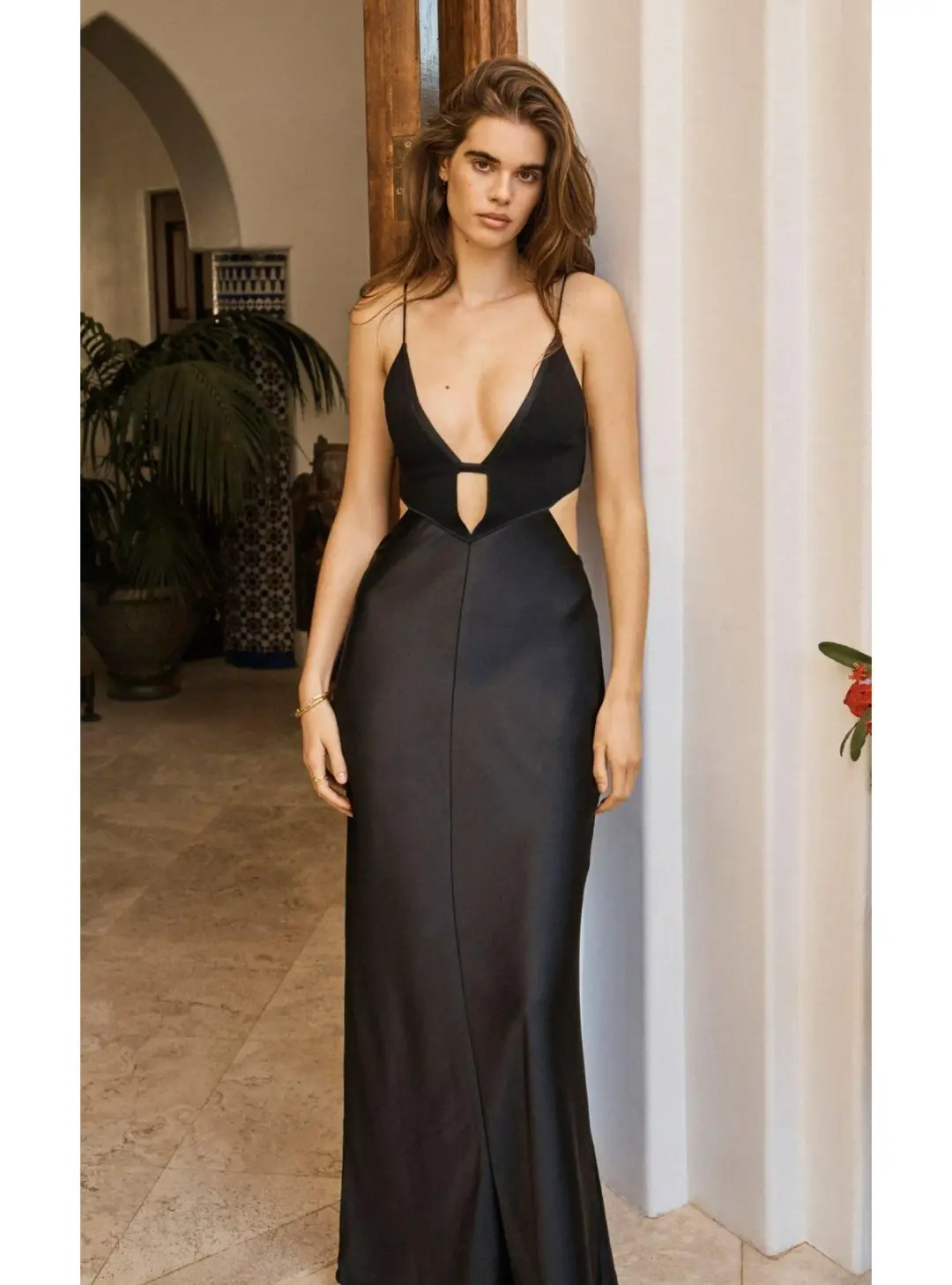Bec & Bridge Seraphine Plunge Midi Dress in Black Size AU 6 for rent on The Volte - main image