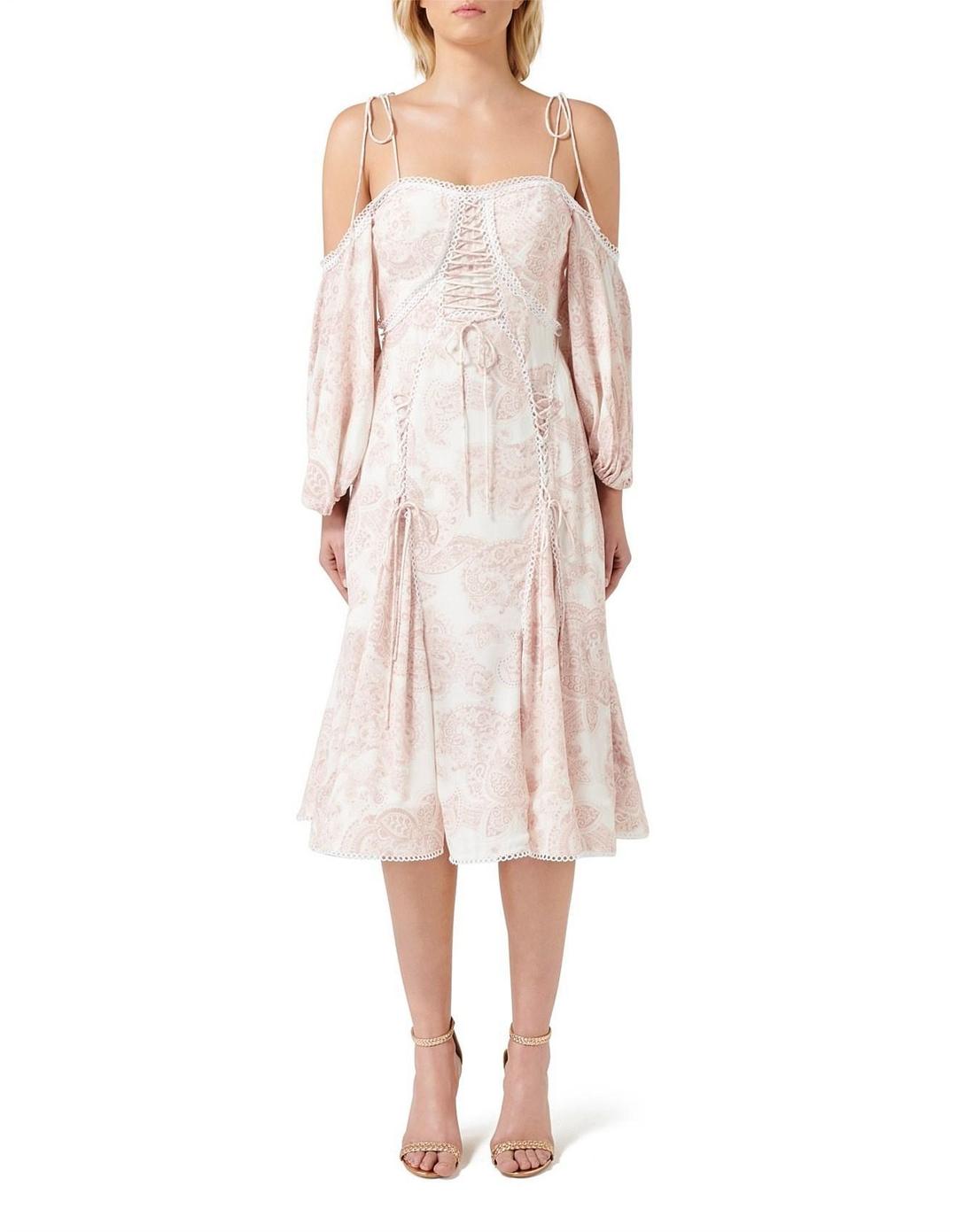 Thurley Sardinia Midi Dress Dusty Pink Size 6 for rent on The Volte - main image