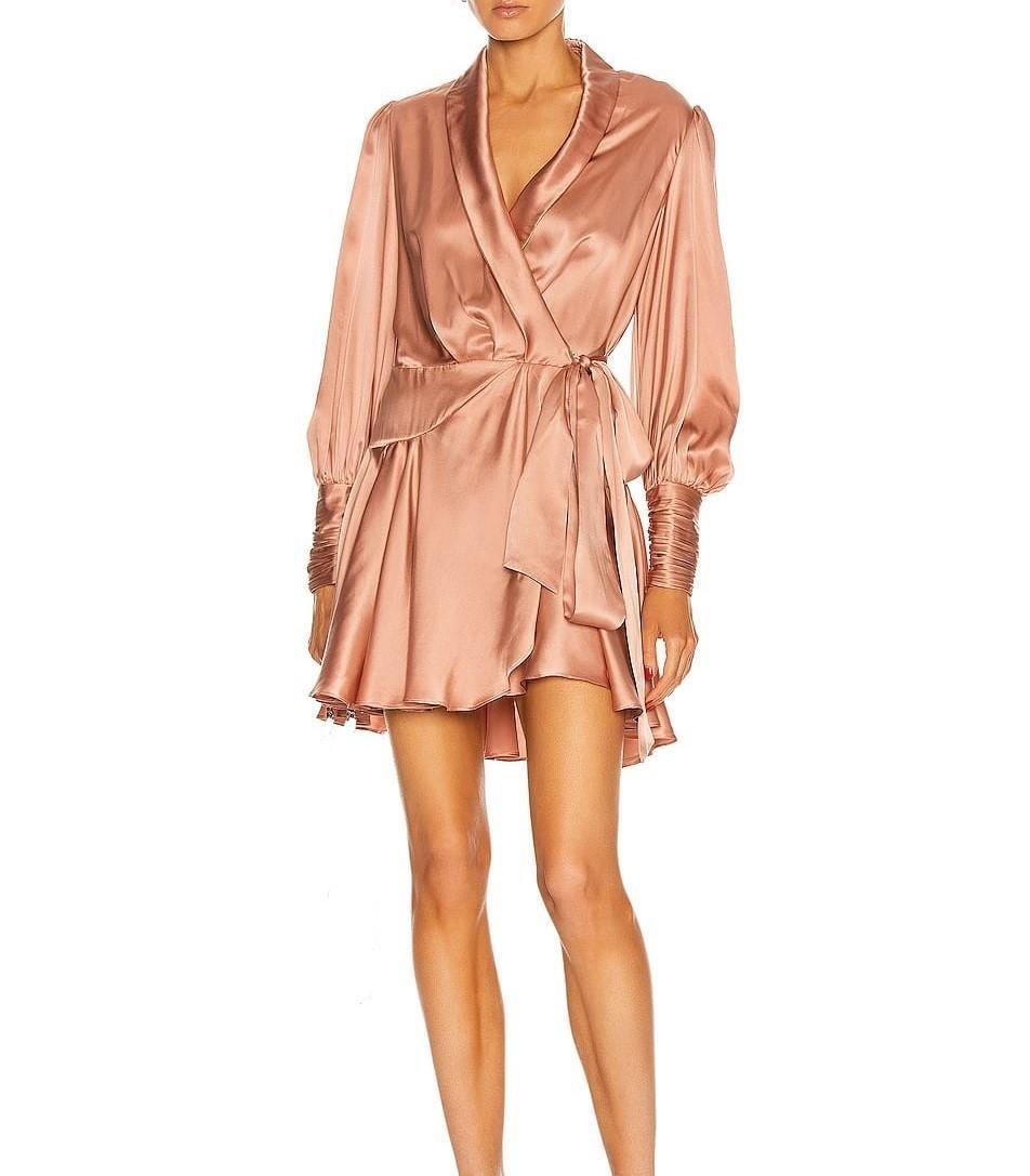 Zimmermann Silk Wrap Mini Dress Pink for rent on The Volte - main image