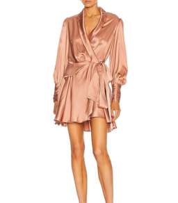 Zimmermann Silk Wrap Mini Dress Pink for rent on The Volte - image 2