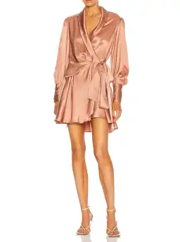 Zimmermann Silk Wrap Mini Dress Lipstick Size 0 for rent on The Volte - image 1