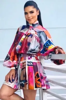 Zimmermann Wavelength Long Sleeve Mini Dress Pink Poster Print Size 0 for rent on The Volte - image 4