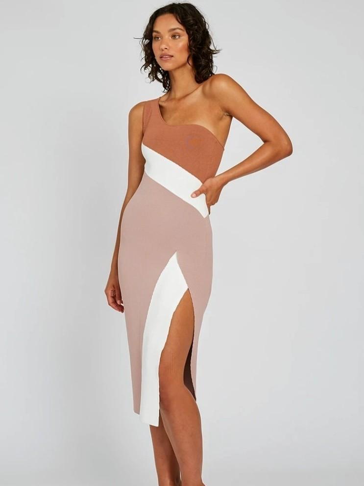 BY JOHNNY TAUPE TONE KNIT DRESS SIZE 8 - Image 2