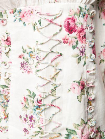 Zimmermann Honour Corset Mini Dress Cream Floral Size 0 / AU 8 for rent on The Volte - main image