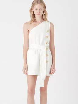Aje Salt Lake Asymmetric Belted Dress White Size 8 for rent on The Volte - image 1