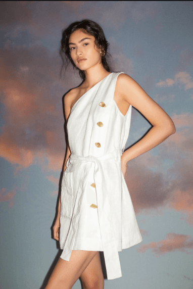 Aje Salt Lake Asymmetric Belted Dress White Size 8 - Image 2