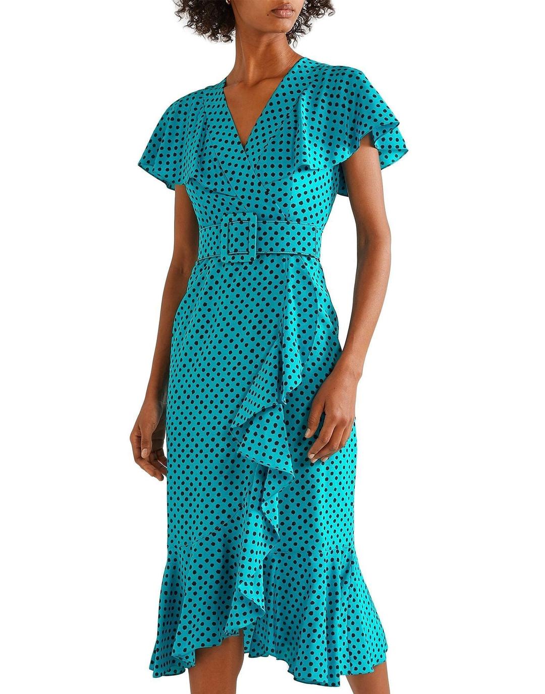 Michael Kors Collection silk spot dot midi cocktail dress for rent on The Volte - main image