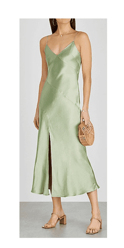 Bec and Bridge green silk midi dress