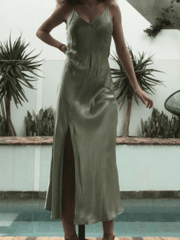 Bec and Bridge green silk midi dress