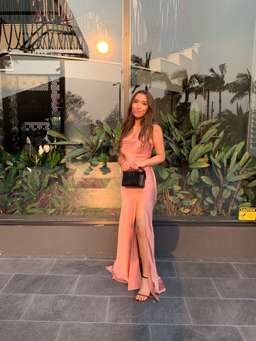 Long Flared Cowl-neck Charmeuse Slip Dress