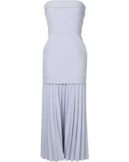 LINEAR CREPE PLEAT STRAPLESS DRESS