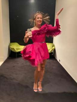 Steph Audino Couture Perth designer fuchsia pink cocktail dress school ball gown size 8-10 for rent on The Volte - image 2