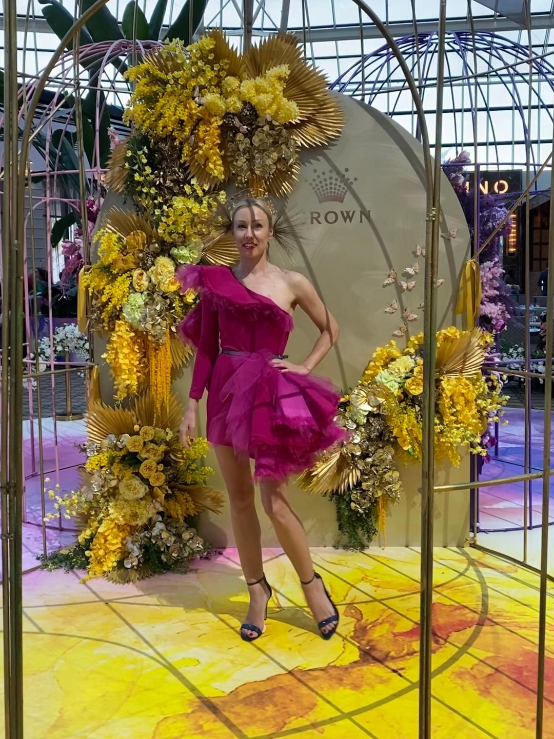 Steph Audino Couture Perth designer fuchsia pink cocktail dress school ball gown size 8-10 for rent on The Volte - main image