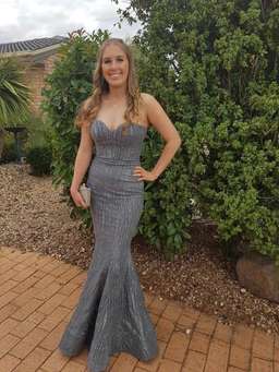 BARIANO FLOWERBOMB SWEETHEART GLITTER GOWN - SILVER GREY