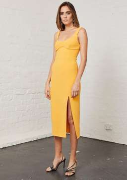 Bec & Bridge Elle Midi Dress Yellow Size 12 for rent on The Volte - image 1