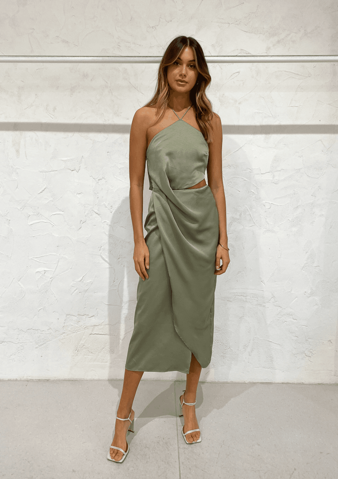 One Fell Swoop Elusive Midi Dress Green Size 12 for rent on The Volte - main image