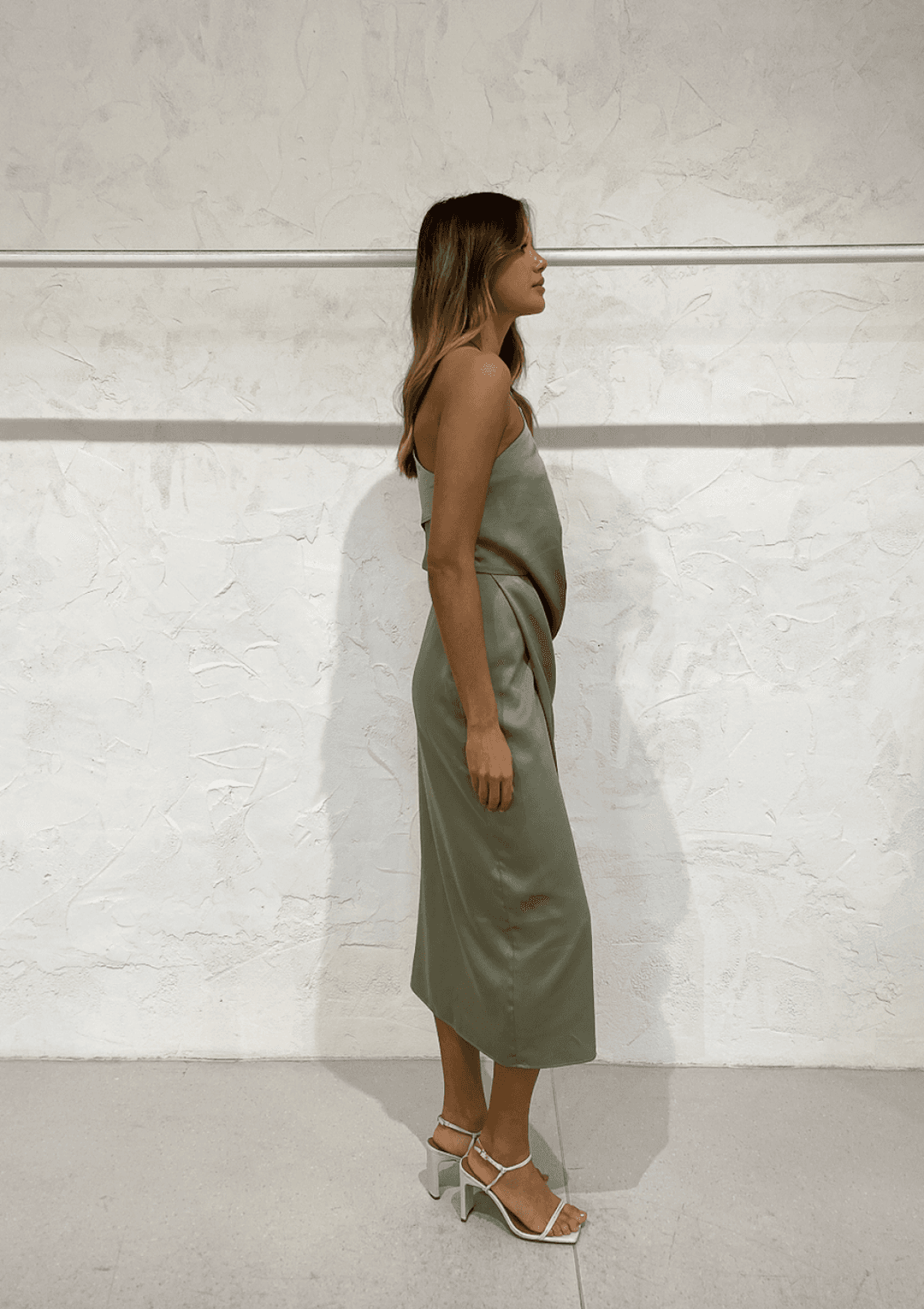 One Fell Swoop Elusive Midi Dress Green Size 12 for rent on The Volte - main image