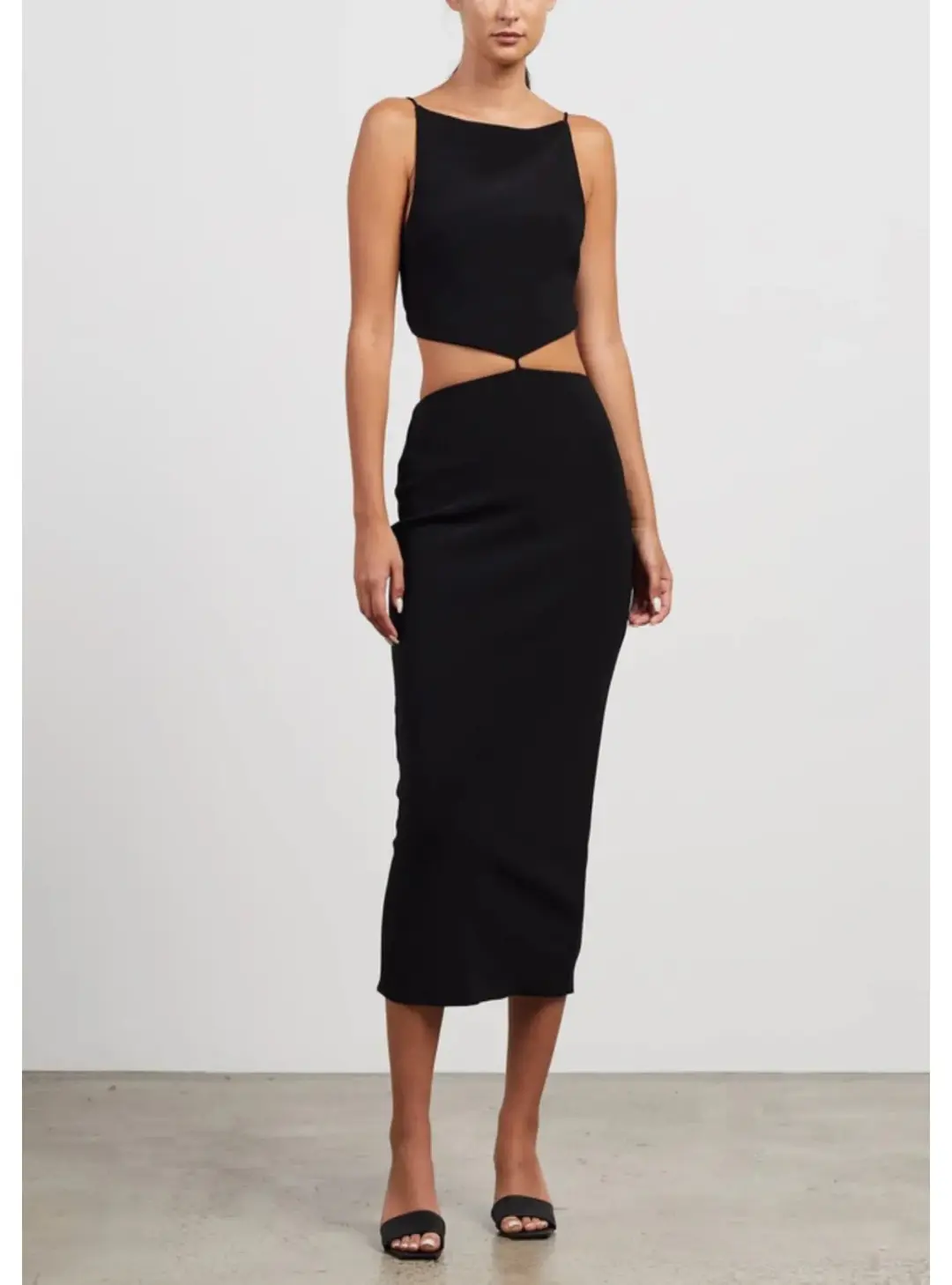 Bec & Bridge Scout Cut Out Midi Dress Black Size AU 8 for rent on The Volte - main image