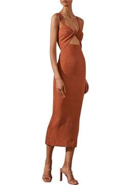 Shona Joy, Simone Fitted Cut Out Midi in Clay, size 12