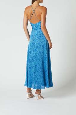 Scanlan Theodore Silk Tropical Strappy Dress Blue Size 8 for rent on The Volte - image 2