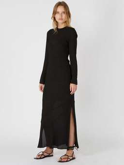 Sir The Label Indre Long Sleeve Dress Floor Length Black