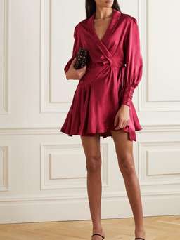 Zimmermann Silk Wrap Mini Dress Burgundy Size 8
