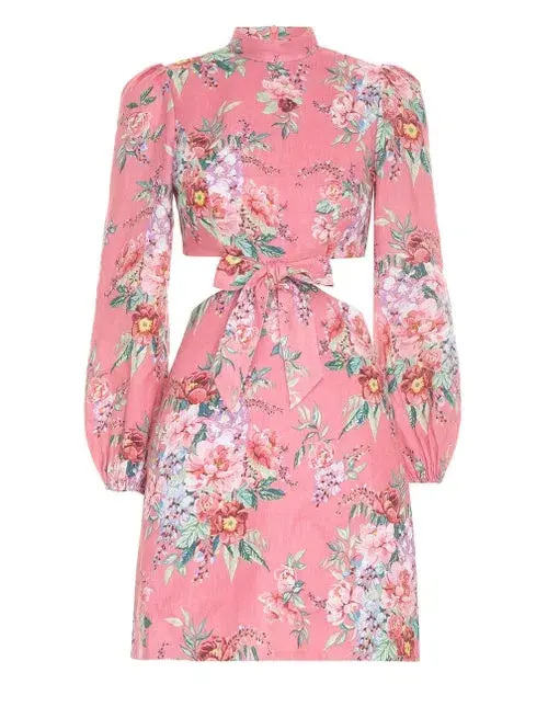 Zimmermann The Bellitude Bow Front Dress in Watermelon Size 6 for rent on The Volte - main image