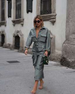 Frankie Shop Linda Belted Jumpsuit Khaki Army Green Size M / AU 10 for rent on The Volte - image 1