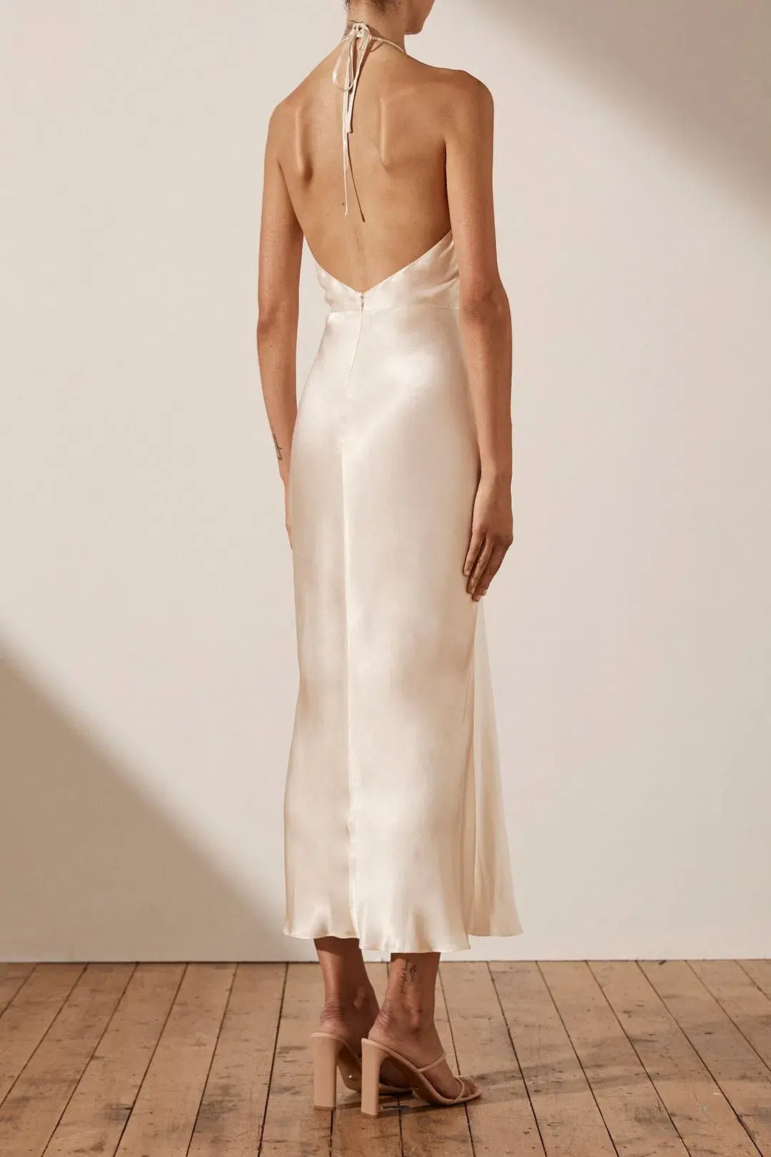 Shona Joy Sophia Ruched Halter Dress Cream Size 12 - Image 2