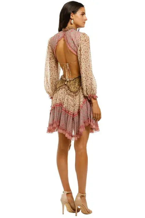 Zimmermann Juniper Spliced Cut Out Dress Multi/Print Size 6 for rent on The Volte - main image