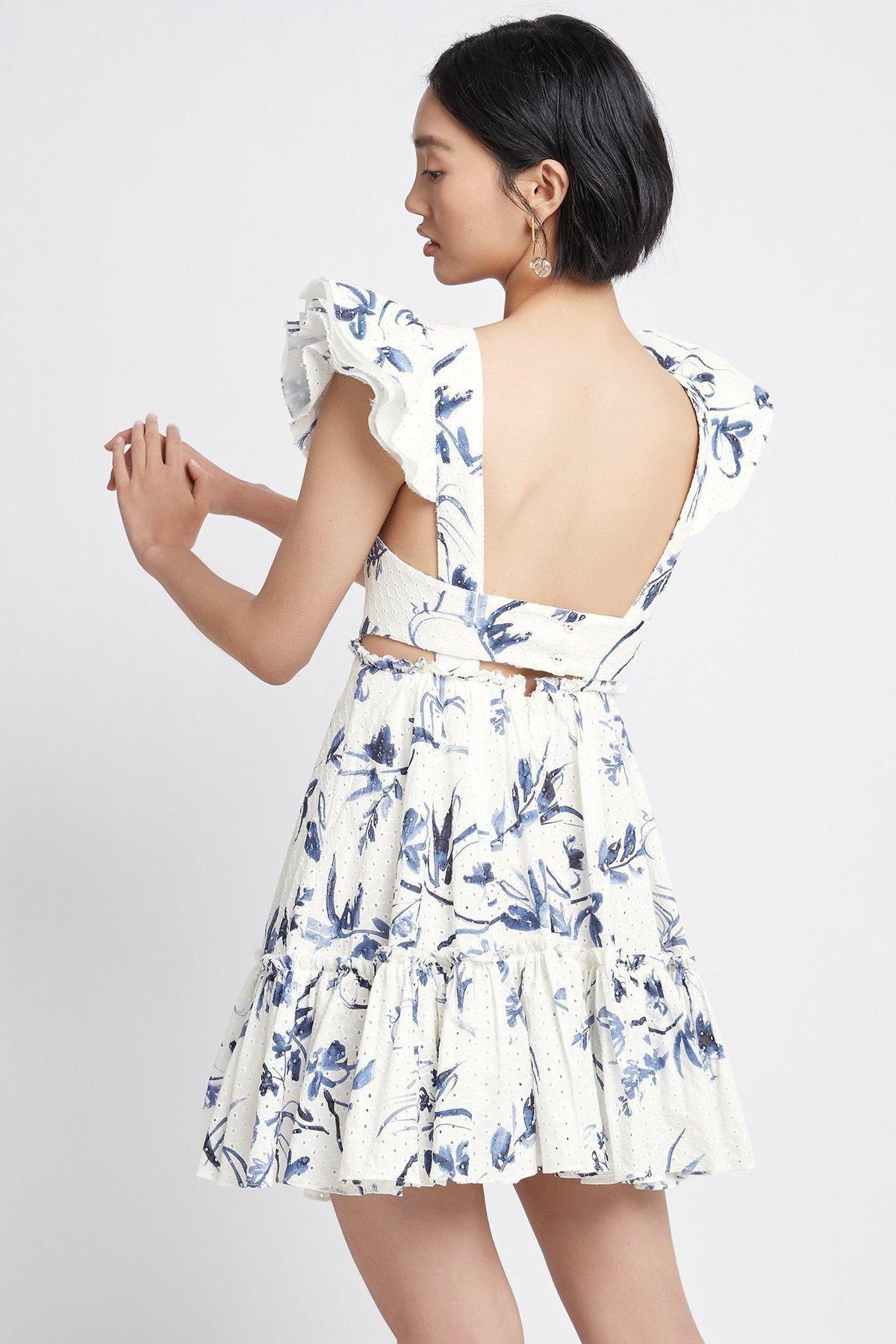 Aje Charlotte Cotton Broderie Mini Dress Print Size 8 - Image 3