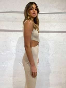 Bec and Bridge Riviera Knit Twist Midi Dress in Sand Size 8 for rent on The Volte - image 3