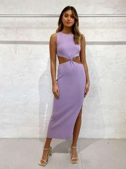 Bec and Bridge Riviera Knit Twist Midi Dress Lilac Size 8 for rent on The Volte - image 3