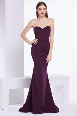 J'Adore Sweetheart Satin Crepe Trumpet Dress in Plum Size 8 for rent on The Volte - image 1