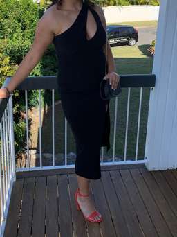 Bec & Bridge Emerald Avenue Asym Midi Dress black size 12