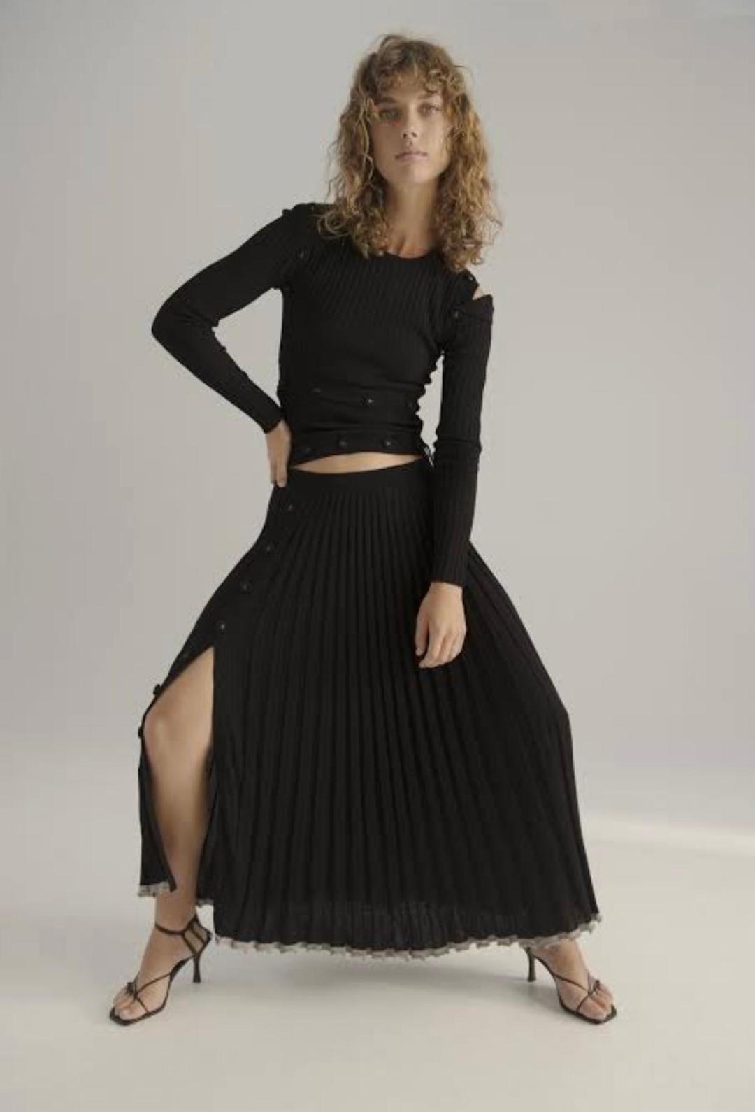Christopher Esber Deconstruct Long Sleeve Knit Dress Black Size M for rent on The Volte - main image