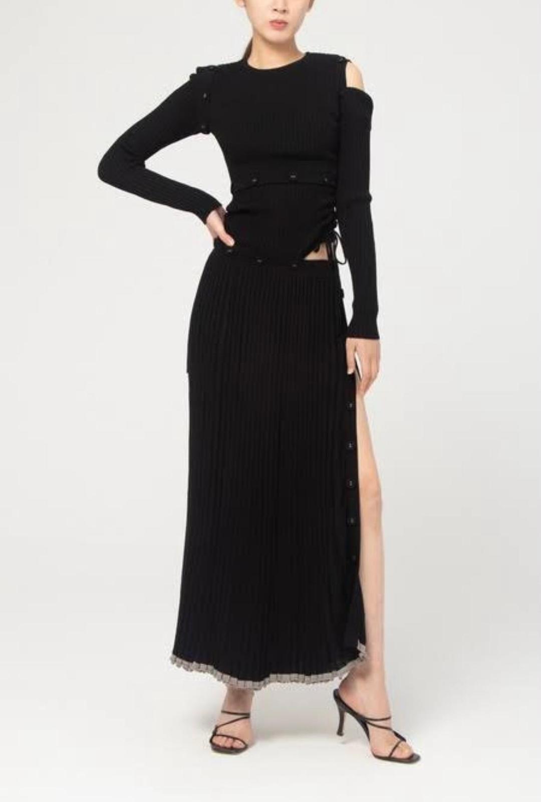 Christopher Esber Deconstruct Long Sleeve Knit Dress Black Size M for rent on The Volte - main image