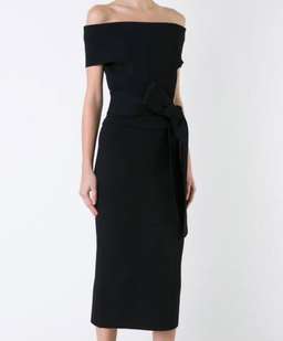 Scanlan Theodore Crepe Knit Off Shoulder Dress for rent on The Volte - image 1