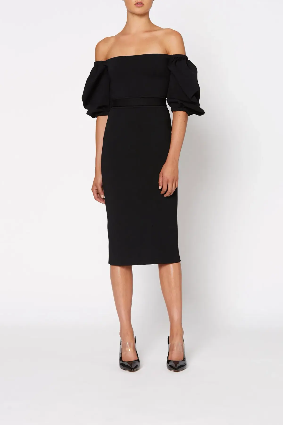 Scanlan Theodore Crepe Knit Coupe SLV Dress Black Size 8  - Image 2