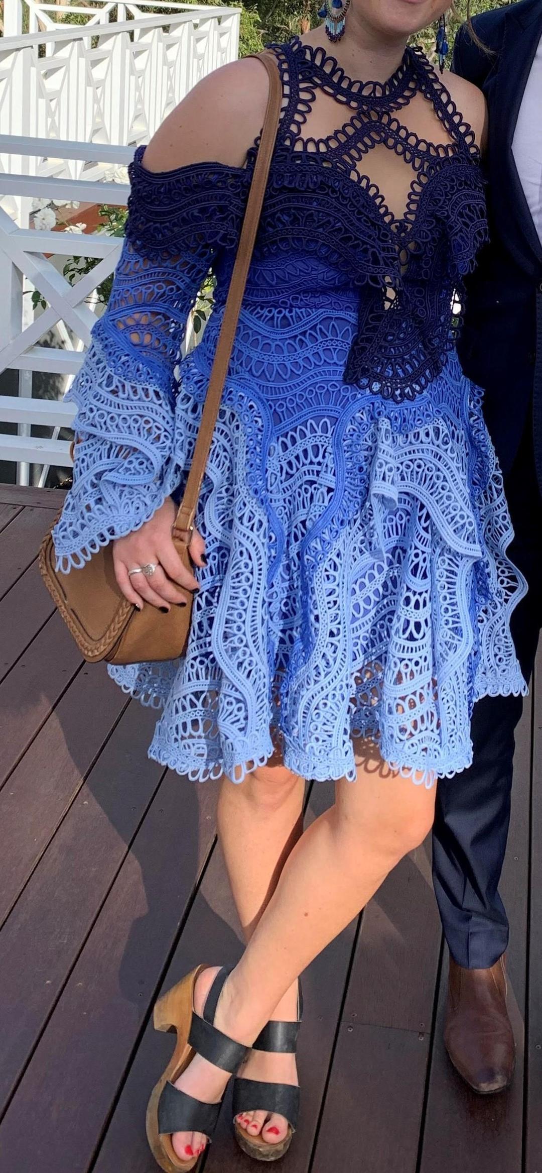 Thurley Waterfall Mini Dress Blue - Size 12 for rent on The Volte - main image