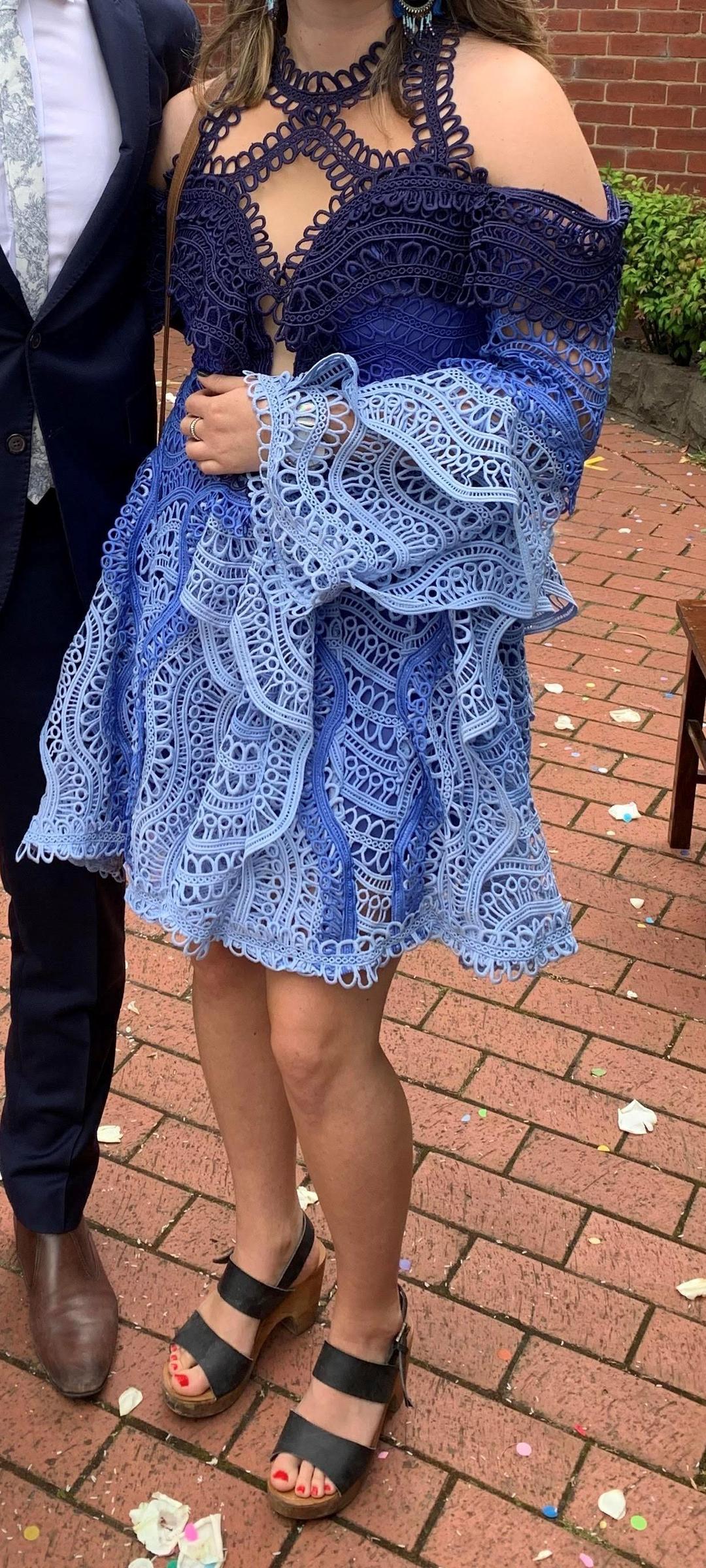 Thurley Waterfall Mini Dress Blue - Size 12 for rent on The Volte - main image