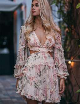 Zimmermann Prima Floating Cut Out Mini Dress Peach Floral Size 8 for rent on The Volte - image 3
