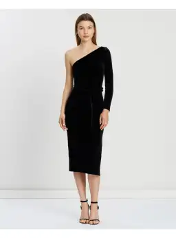 Bec & Bridge Velours One Shoulder Dress Black Size AU 6 for rent on The Volte - image 1