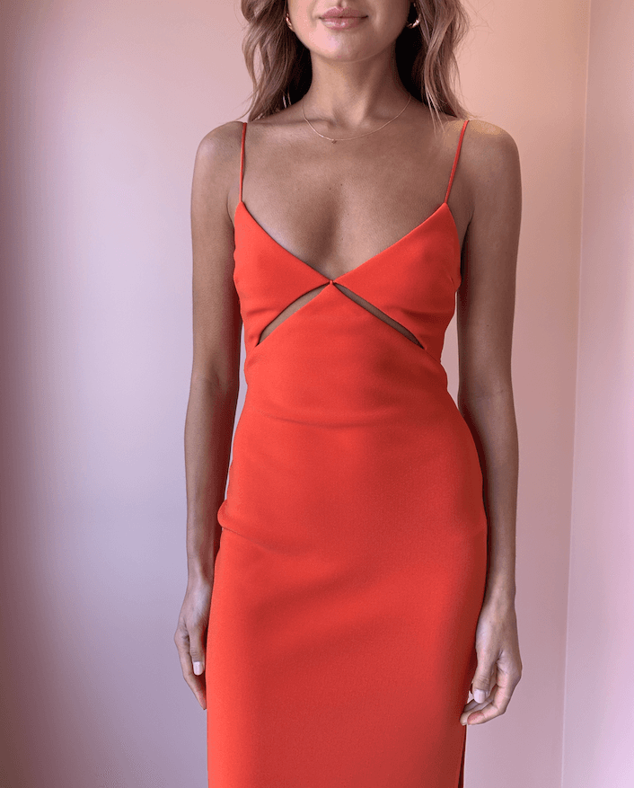 Bec & Bridge - Ulla Cut Out Midi Dress (Blood Orange) size 6 for rent on The Volte - main image