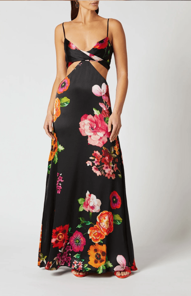 Scanlan Theodore Silk Floral Print Dress Black Size 8 for rent on The Volte - main image