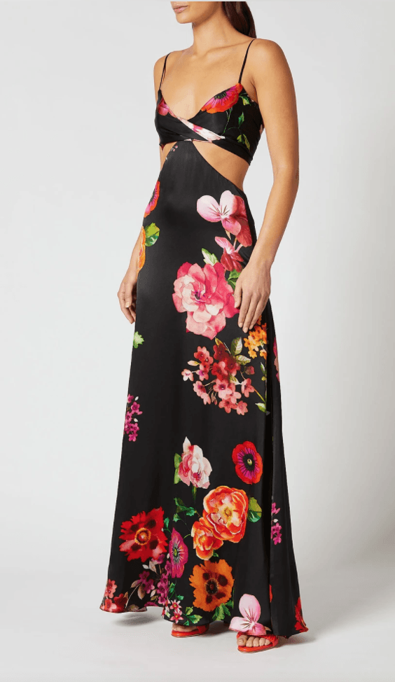 Scanlan Theodore Silk Floral Print Dress Black Size 8 for rent on The Volte - main image