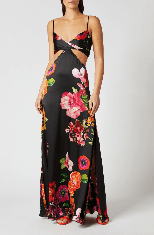 Scanlan Theodore Silk Floral Print Dress Black Size 8 for rent on The Volte - main image